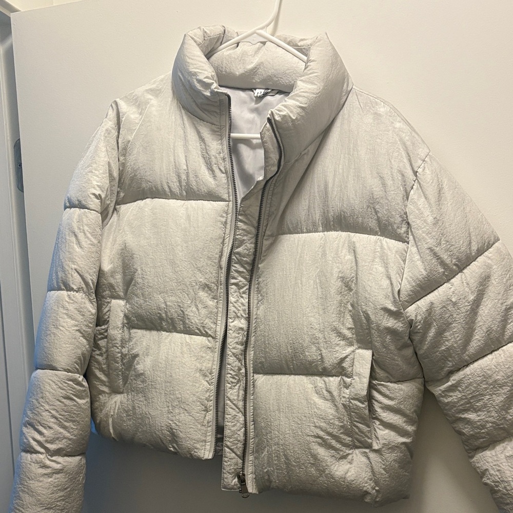 Source Unknown Metallic Silver Puffer Jacket